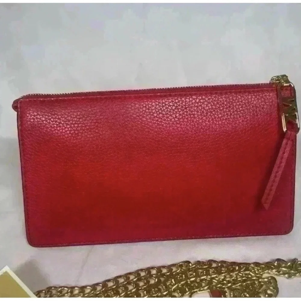 Michael Kors Empire Crimson Red Leather Convertible Crossbody Bag 32H3G8EC7L